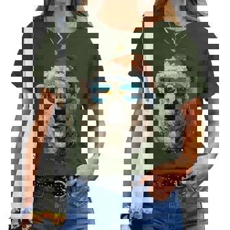 Polar Bear With Sunglasses Snow Santa Hat Christmas Animal Women T-shirt | Mazezy