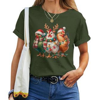 Retro Chicken Christmas Merry Xmas Frohe Weihnachten T-shirt Frauen - Geschenkecke