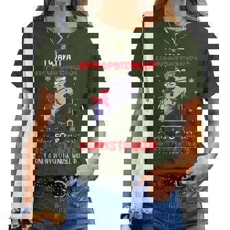 I Want A Hippopotenuse For Christmath Math Teacher Christmas Women T-shirt | Mazezy