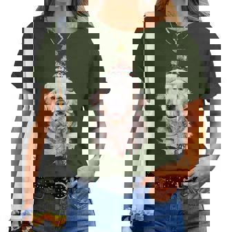 White English Cream Golden Retriever Mom Dog Puppy Christmas For Women Women T-shirt | Mazezy