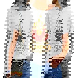 Bailarina Y Guitarra Flamenca España Rojo In Mangas Camiseta de mujer - Regaloses