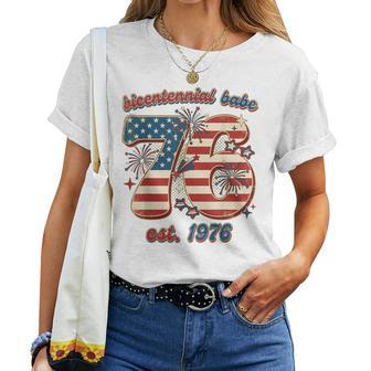 Bicentennial Babe 50Th Birthday Vintage 1976 Flag Women T-shirt - Thegiftio UK