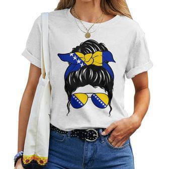 Bosnian Girl Bosnia And Herzegovina Flag Proud Bosnian Woman Women T-shirt - Thegiftio UK