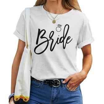 Bride Script Ring Bachelorette Party Women T-shirt | Mazezy
