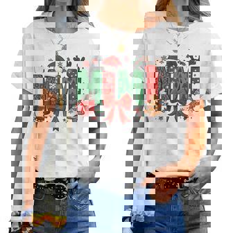 Cute Mimi Reindeer Merry Christmas Candy & Santa Hat Grandma Women T-shirt | Mazezy