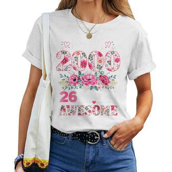 En La Parte Trasera Floral Marzo 2000 26 Años 26 Años Camiseta de mujer - Regaloses