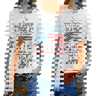 My Favorite Veteran Is My Aunt American Flag Veterans Day Women T-shirt | Mazezy