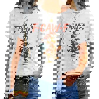 F-Caw-F Chicken Christmas Light Santa Hat Women T-shirt | Mazezy