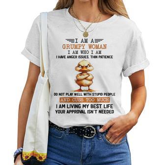 I Am A Grumpy Old Woman I Am Who I Am Cute Duck Anger Issues Women T-shirt - Thegiftio
