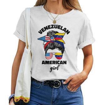 Half American And Venezuelan Usa Venezuela Flag Girl Women Women T-shirt - Thegiftio