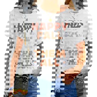 Happy Fall Brush Them All Tooth Thanksgiving Dental Dentist Women T-shirt | Mazezy