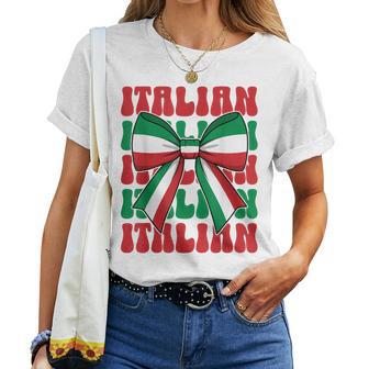 Italian Girl Coquette Bow Italy Flag Cute Italia Italian Women T-shirt - Thegiftio UK
