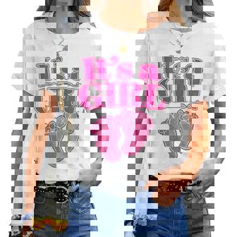 It's A Girl Gender Reveal Party Pink Pregnancy Announcement Women T-shirt - Thegiftio