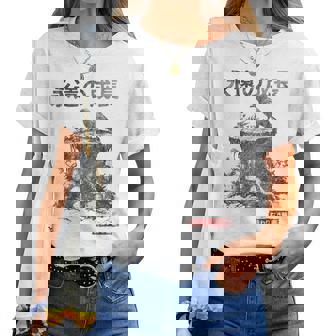 Japanese Retro Graphic Gothic Raven And Fungi Mushroom Women T-shirt | Mazezy