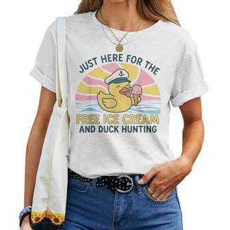 Just Here For The Free Ice Cream & Duck Hunting Cruise Women T-shirt - Thegiftio