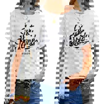 Just Married Est 2025 Wedding Wife Mr & Mrs Bride Groom Women T-shirt | Mazezy