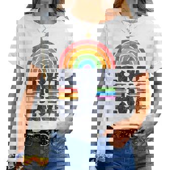 Lgbtq Love Is Love Gay Pride Lgbt Ally Rainbow Flagintage レディースTシャツ - Kawaiitshirt