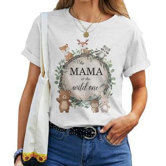 Mama Of The Wild One Woodland Forest Animals 1St Birthday Women T-shirt - Thegiftio UK