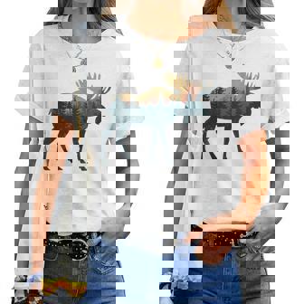 Moose Hunting Hiking Outdoor Camping Forest Moose Women T-shirt | Mazezy