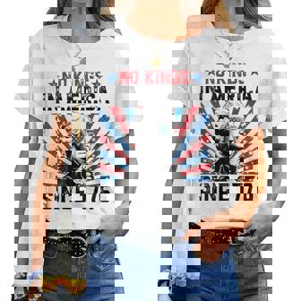 No Kings In America Since 1776 Distressed Usa Flag Vintage Women T-shirt - Thegiftio