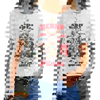 Pitbull Mom Pittie Mom Christmas Xmas Vibes Merry Pitmas Women T-shirt | Mazezy