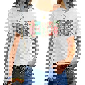 Preppy Christmas Nurse Coquette Bow Xmas Nurse Pjs Festive Women T-shirt | Mazezy