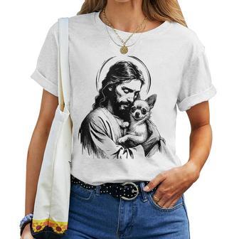 Retro Chihuahua Apparel Jesus Chihuahua Dog Christian Religious Dog Lover Women T-shirt - Thegiftio UK