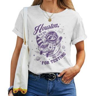 State Testing Teacher Life Racoon Teacher Test Day Women T-shirt - Thegiftio