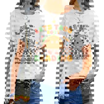 Lets Taco Bout Reading Back To School Science Teacher Groovy Women T-shirt - Thegiftio