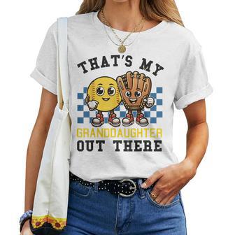 That's My Granddaughter Out There Softball Grandpa Grandma Women T-shirt - Thegiftio UK