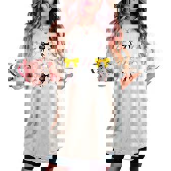 Baseballs Black & Yellow Bows Ball Mom School Pride Women's Oversized Comfort T-shirt - Monsterry