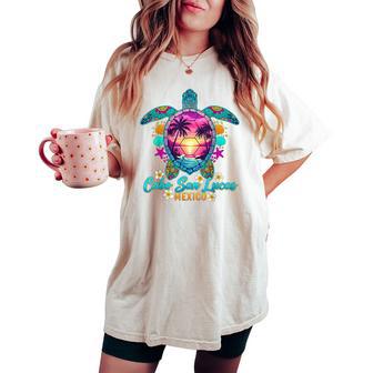 Cabo San Lucas Mexico Sea Turtle Sunset Tropical Beach Women's Oversized Comfort T-shirt - Thegiftio
