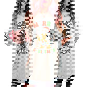 Dachshund Christmas Pajamas For Merry Christmas Women's Oversized Comfort T-shirt | Seseable CA