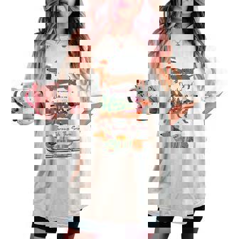 Dachshund Through The Snow Tis The Season Christmas Dog Mom Women's Oversized Comfort T-shirt | Mazezy