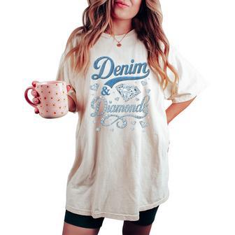 Denim And Diamonds Western Cowgirl Glam Style For Men Women's Oversized Comfort T-shirt - Seseable