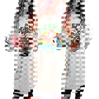 F-Awk-F Chicken Meme F-Caw-F Rooster Pun Retro Christmas Women's Oversized Comfort T-shirt - Monsterry