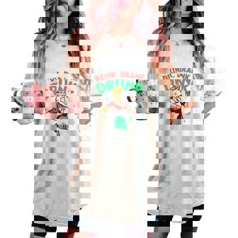 Drink Drank Drunk Retro Christmas Wine Tri-Blend Women's Oversized Comfort T-shirt - Monsterry