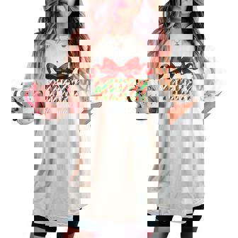 Girl Merry Christmas Coquette Bow Xmas Matching Pajama Women's Oversized Comfort T-shirt | Seseable CA