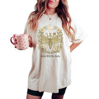 Girls Will Be Will Girls Praying Mantis Boho Celestial Women's Oversized Comfort T-shirt - Monsterry