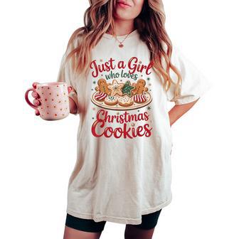 Just A Girl Who Love Christmas Cookies Gingerbread Xmas Women's Oversized Comfort T-shirt - Thegiftio UK
