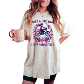 Just A Girl Who Loves Motorcycles Cute Rider Motorcycles Women's Oversized Comfort T-shirt - Thegiftio UK