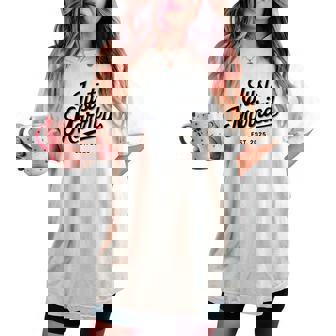 Just Married Est 2025 Wedding Wife Mr & Mrs Bride Groom Women's Oversized Comfort T-shirt | Mazezy