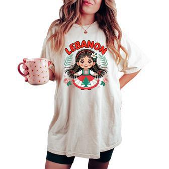 Lebanese Girl Traditional Dress With Flag Colors And Flowers Women's Oversized Comfort T-shirt - Thegiftio UK