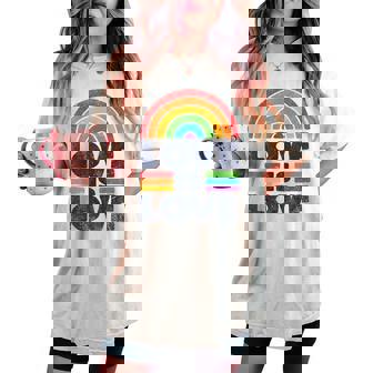 Lgbtq Love Is Love Gay Pride Lgbt Ally Rainbow Flagintage レディースオーバーサイズコンフォートTシャツ - Kawaiitshirt