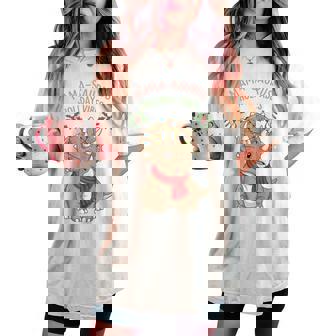 Mama Saurus Triceratops Dinosaur Christmas Women's Oversized Comfort T-shirt - Seseable