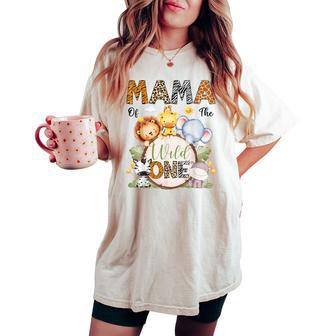 Mama Of The Wild One 1St Birthday Boy Safari Animals Women's Oversized Comfort T-shirt - Thegiftio UK