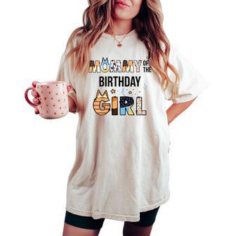 Mommy Of The Birthday Girl Party Blue Dog Lover Matching Women's Oversized Comfort T-shirt - Thegiftio UK