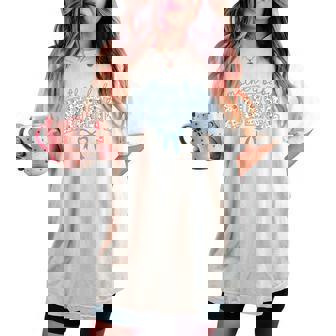 Mother Baby Nurse Coquette Blue Bow Postpartum Nurse Women's Oversized Comfort T-shirt - Monsterry