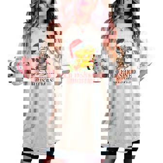 Old Fashioned Whiskey Christmas Bourbon Cocktail Drink Women's Oversized Comfort T-shirt | Mazezy