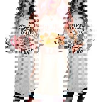 Pie For Two Please Thanksgiving Pregnancy Announcement Mom Women's Oversized Comfort T-shirt - Thegiftio